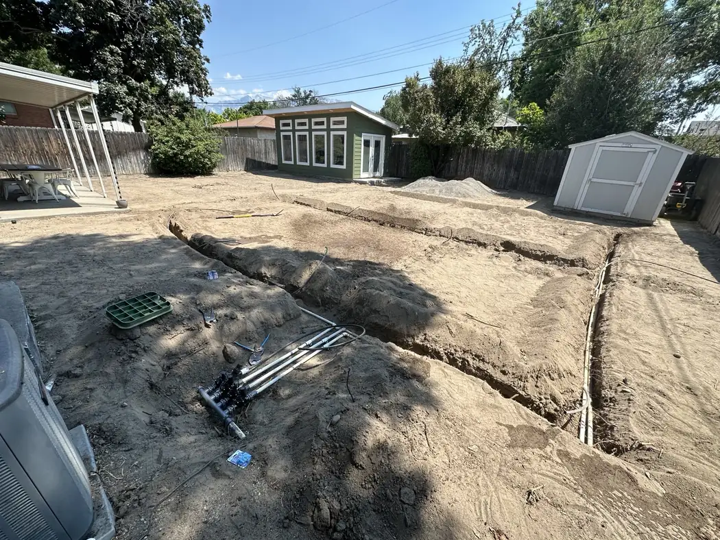 Backyard Sprinkler System Installation project photograph