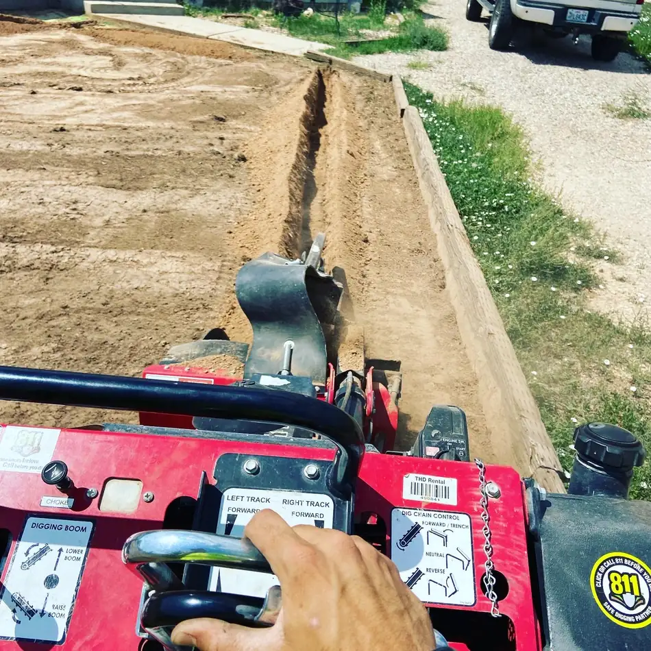 Irrigation trenching in progress